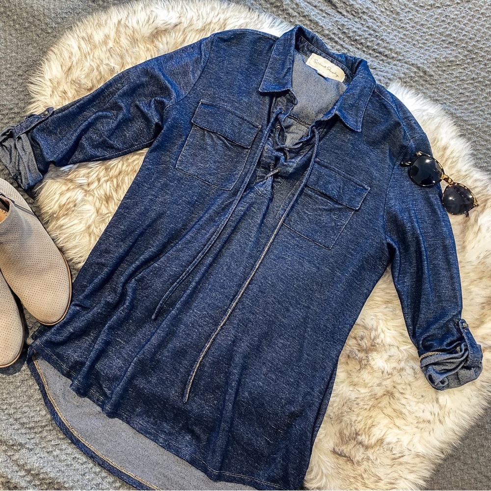French Laundry Chambray / Denim Corset Blouse